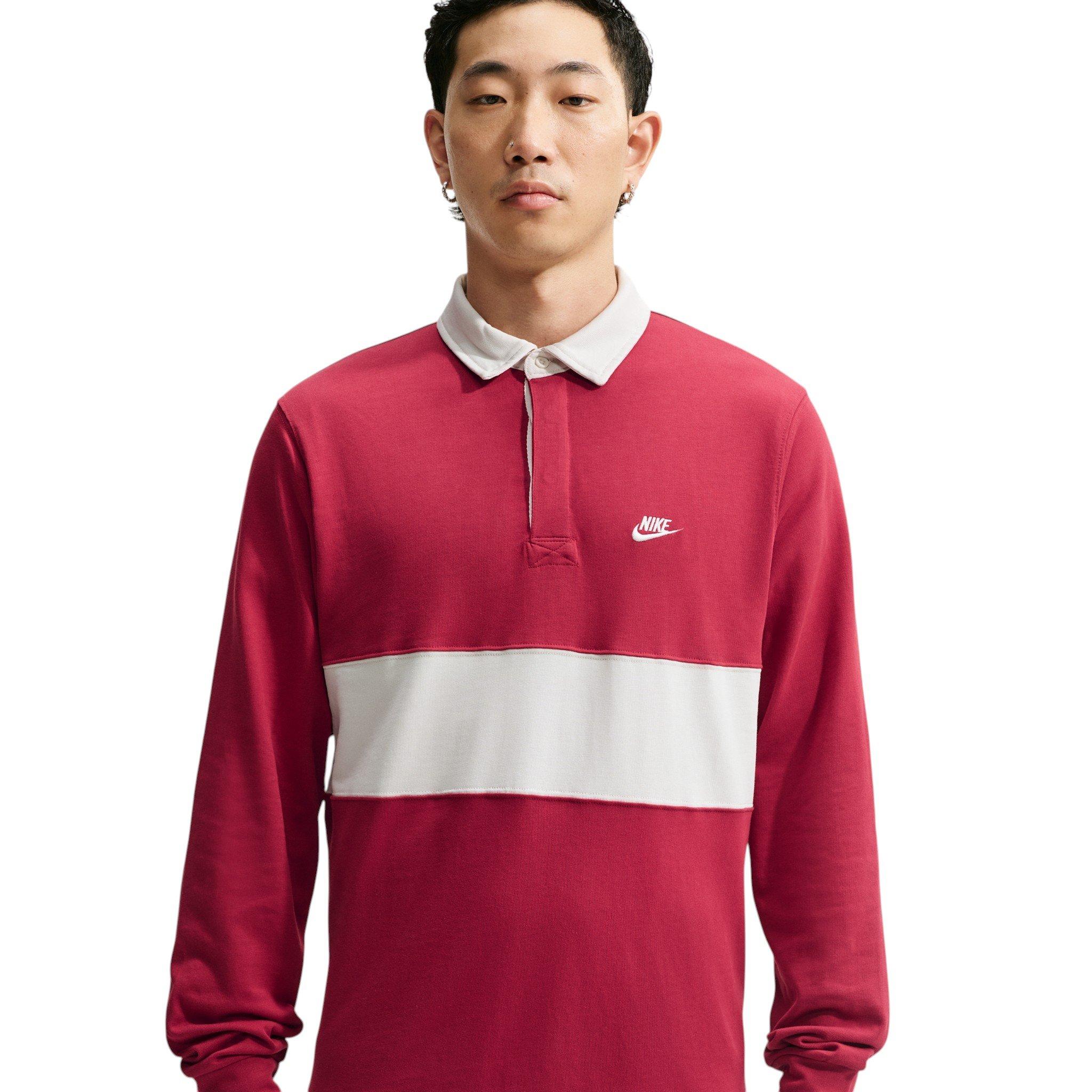 Nike Men's Sportswear Club Long-Sleeve Rugby Top - RED